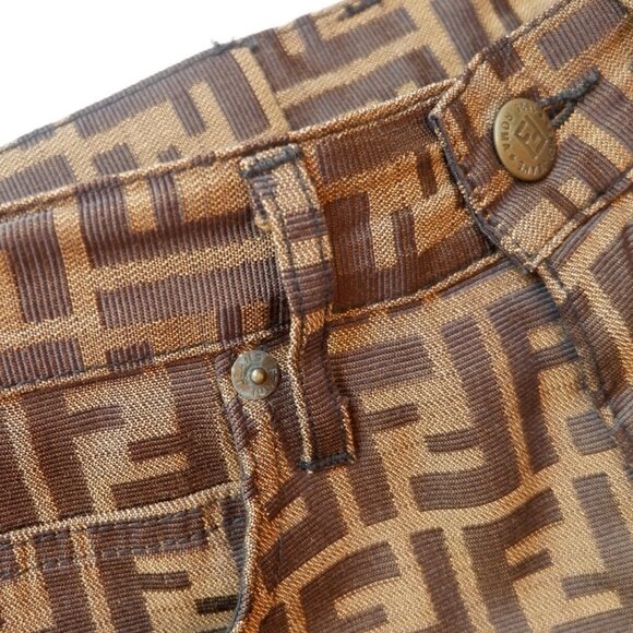 Authentic Preowned Vintage Fendi Brown Zucca Print Straight Leg Pants - S - Picture 4 of 9